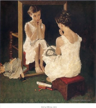ノーマン・ロックウェル Painting - 鏡に向かう少女 1954年 ノーマン・ロックウェル